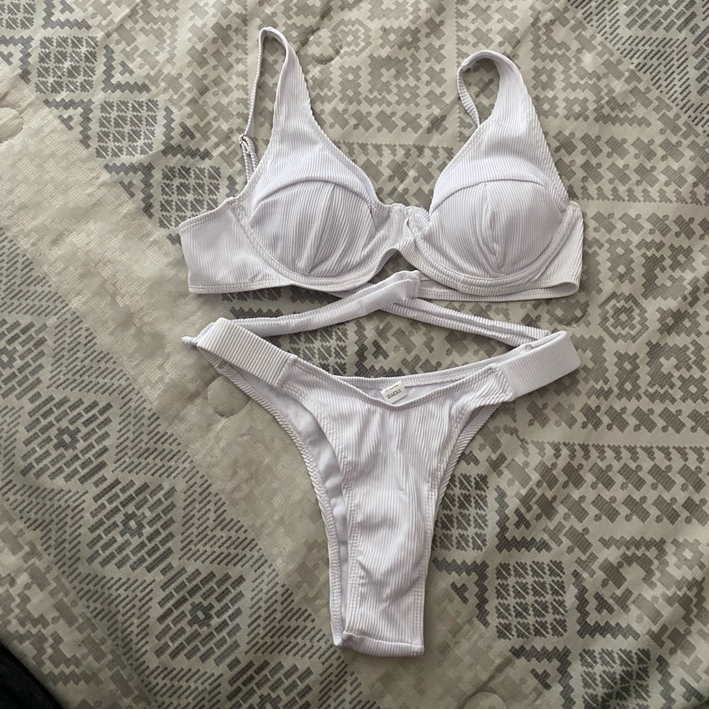 White Ribbed Bathing Suit from store in ASOS, silver detailings. Size Small.